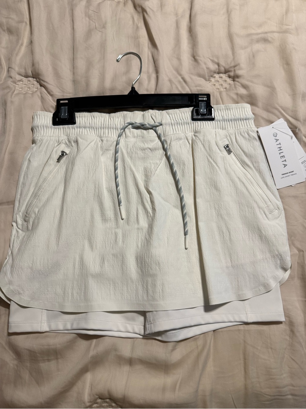 Athleta White Two-Layer Active Skort with Drawstring